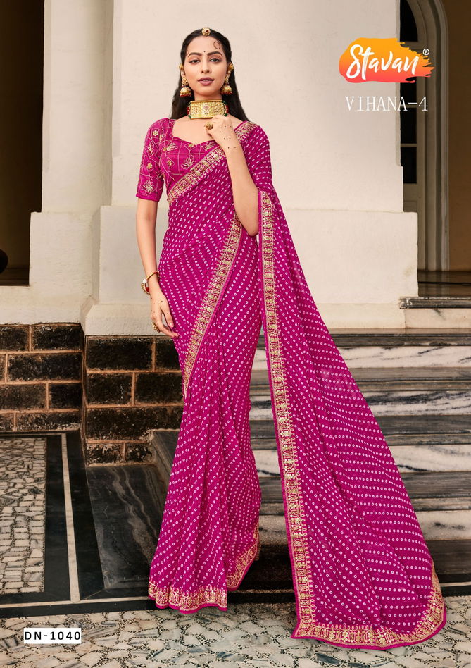 Stavan Vihana Vol 4 Bandhni Printed Sarees Catalog
